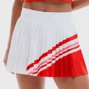 ATHLETA Match Point Pleated Colorblock Skort in White/Red Sz LARGE